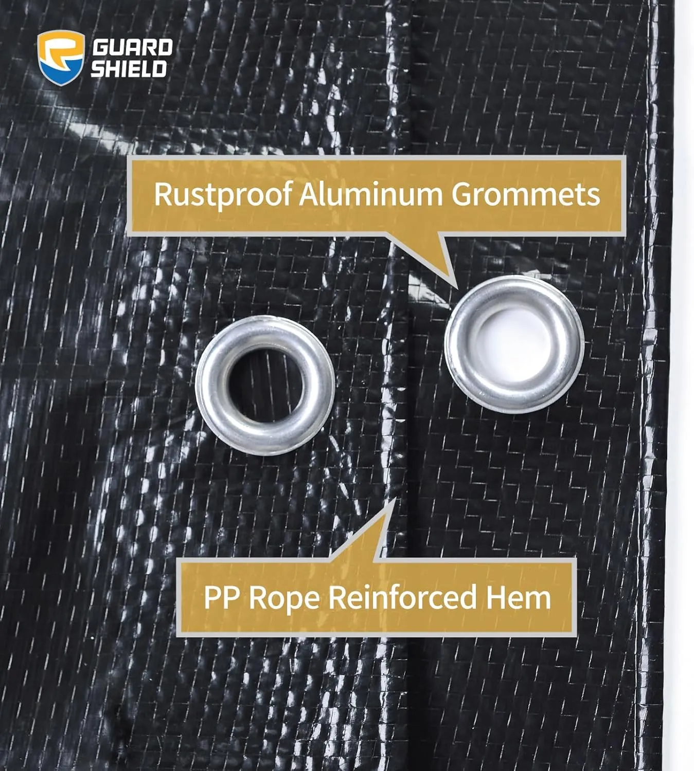 GUARD SHIELD Black Tarp 12x16 Feet Waterproof Tarps Lightweight Camping Tarp Outdoor Multi Purpose Poly Cover 6mil