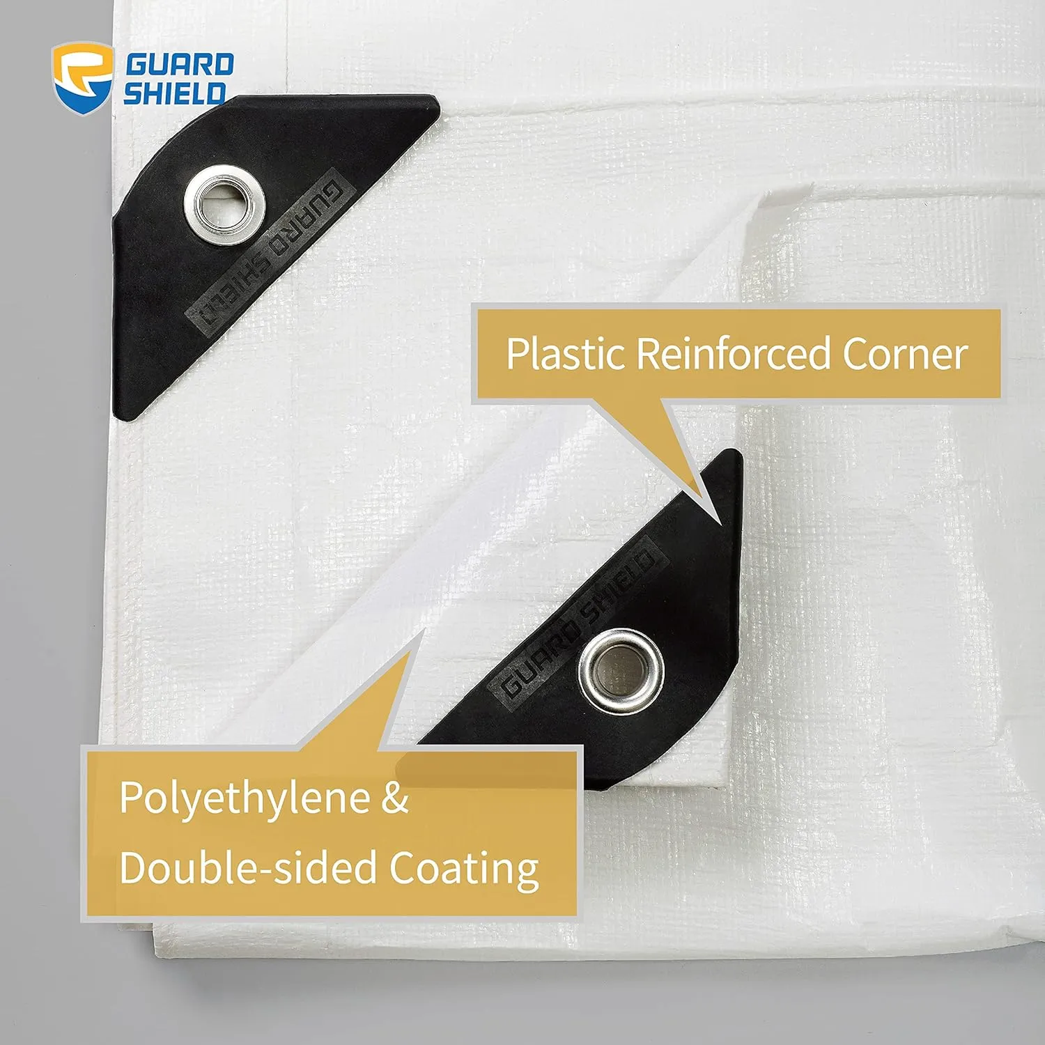 GUARD SHIELD Heavy Duty Tarp 20x20 Feet White Multi Purpose Thick Waterproof Poly Tarp Cover 10mil