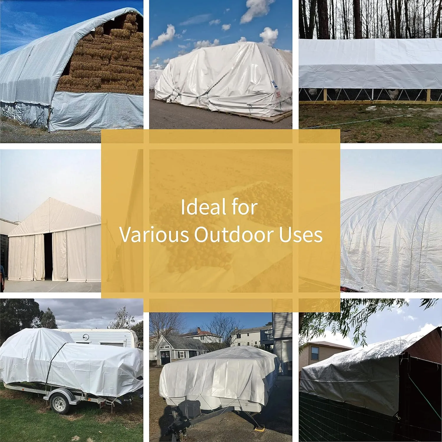 GUARD SHIELD Heavy Duty Tarp 20x20 Feet White Multi Purpose Thick Waterproof Poly Tarp Cover 10mil