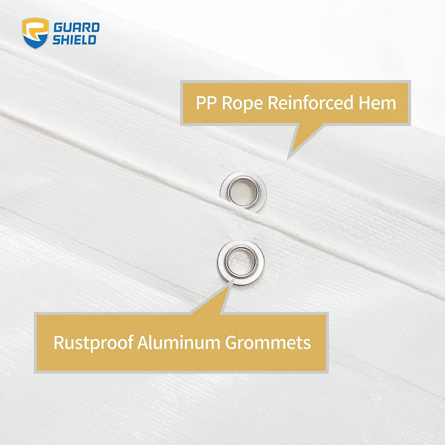 GUARD SHIELD Heavy Duty Tarp 20x20 Feet White Multi Purpose Thick Waterproof Poly Tarp Cover 10mil