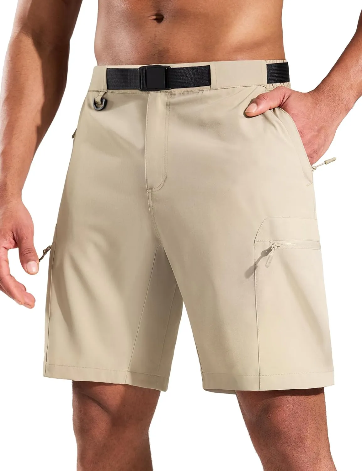 Haimont Men's Quick Dry Hiking Cargo Shorts 9in Lightweight Water Repellent UPF50 Travel Camping Shorts 5 Zipper Pockets
