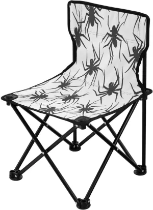 Halloween Black Web Portable Outdoor Folding Chair Anti-Slip Padded Oxford Cloth Stool Camping Chair Small for Beach Hiking Fishing Gardening Quad Camp Chair