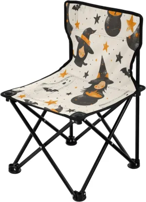 Halloween Flying Witch Portable Outdoor Folding Chair Anti-Slip Padded Oxford Cloth Stool Camping Chair Small for Beach Hiking Fishing Gardening Quad Camp Chair