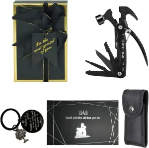 Hammer Multitool - 13-in-1 Survival Tool with Screwdriver Bits, Safety Lock & Nylon Sheath - Gifts for Men, Dad, Husband, Boyfriend - Fathers Day, Birthday, Christmas, Camping