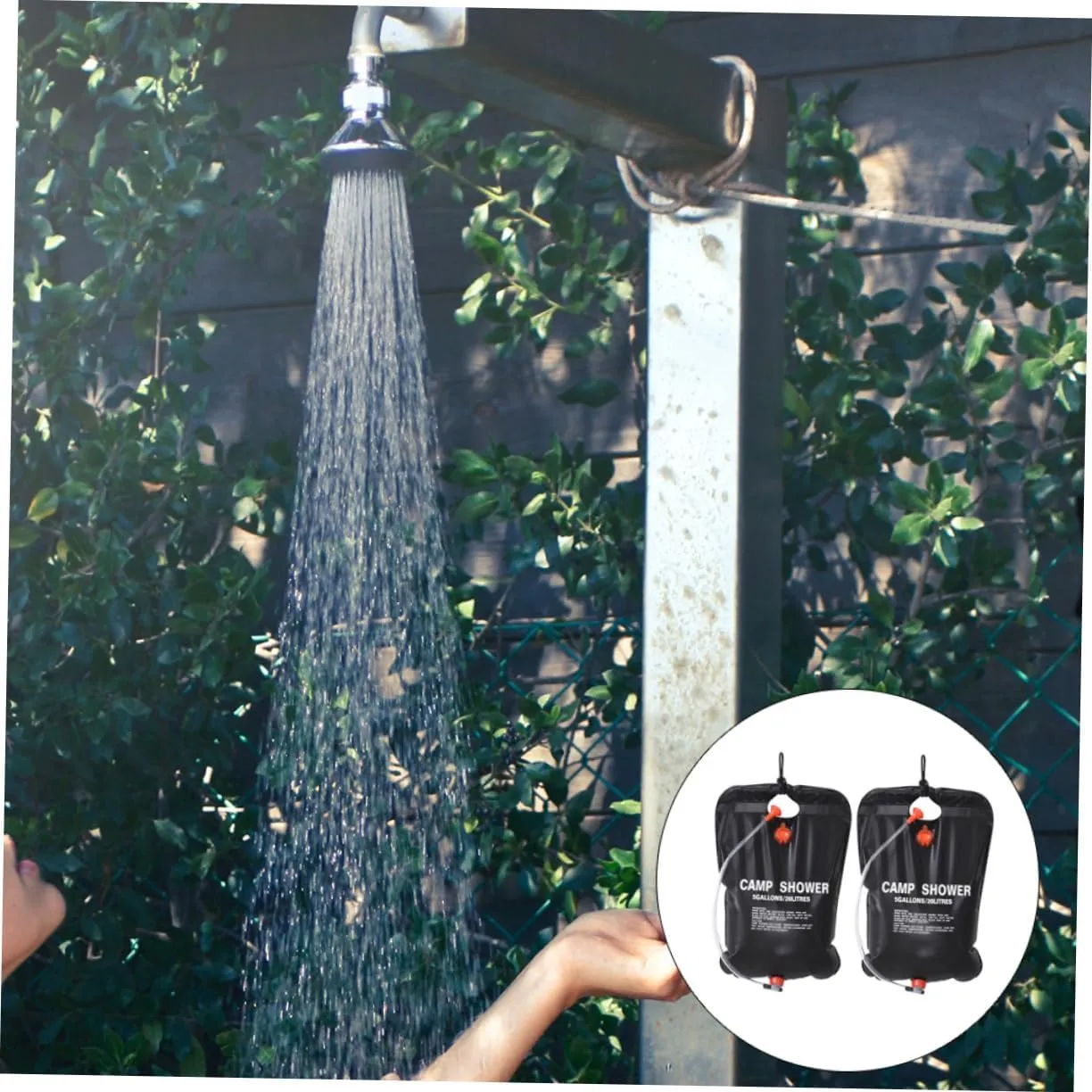 HANABASS 4 Pcs Outdoor Camping Shower Bag Solar Heated Shower Bag Camp Shower Summer Camping Gear Sit up