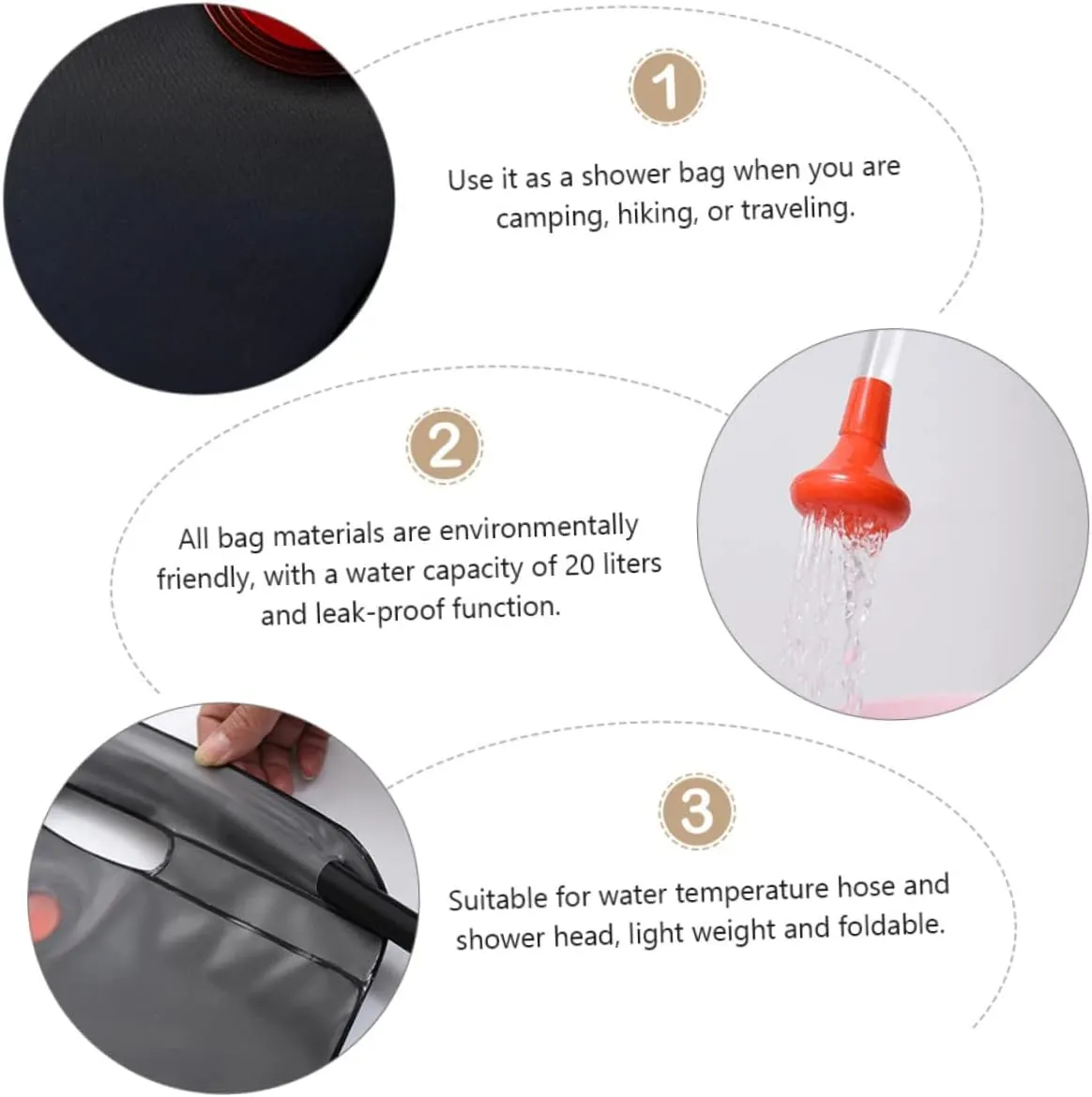 HANABASS 4 Pcs Outdoor Camping Shower Bag Solar Heated Shower Bag Camp Shower Summer Camping Gear Sit up