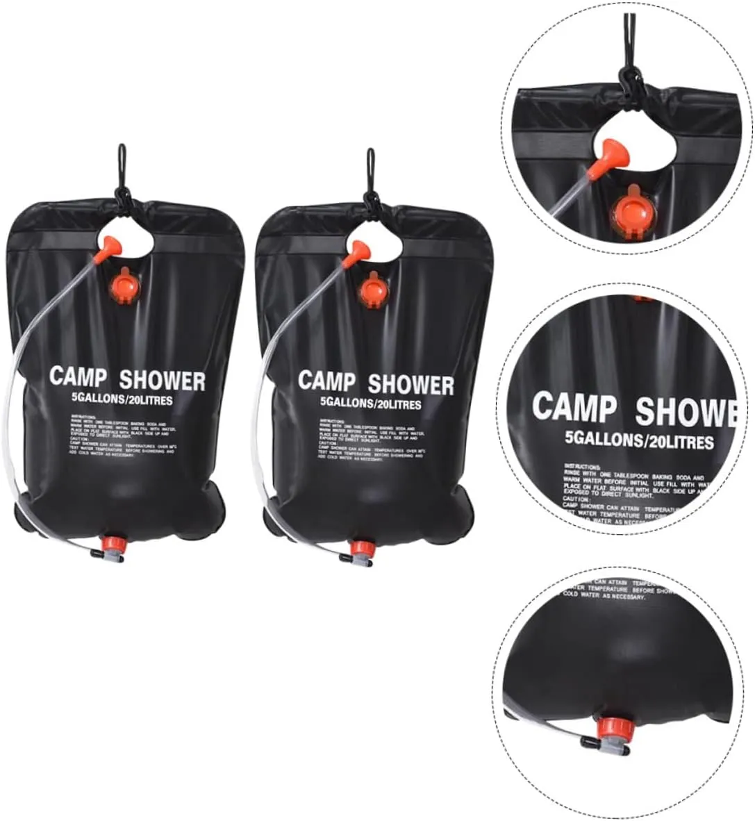 HANABASS 4 Pcs Outdoor Camping Shower Bag Solar Heated Shower Bag Camp Shower Summer Camping Gear Sit up