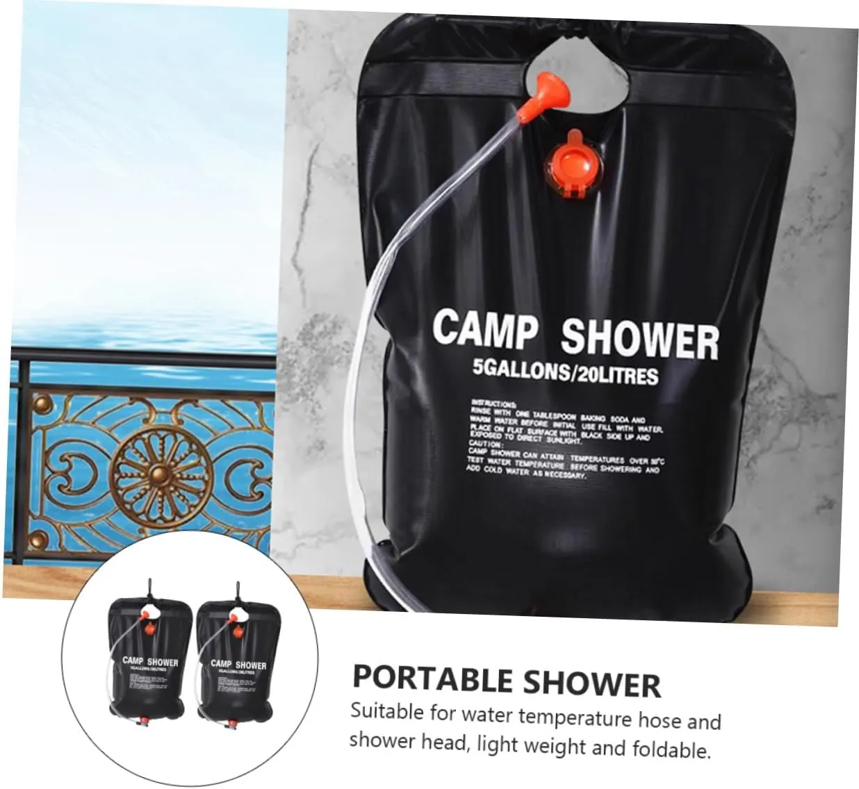 HANABASS 4 Pcs Outdoor Camping Shower Bag Solar Heated Shower Bag Camp Shower Summer Camping Gear Sit up
