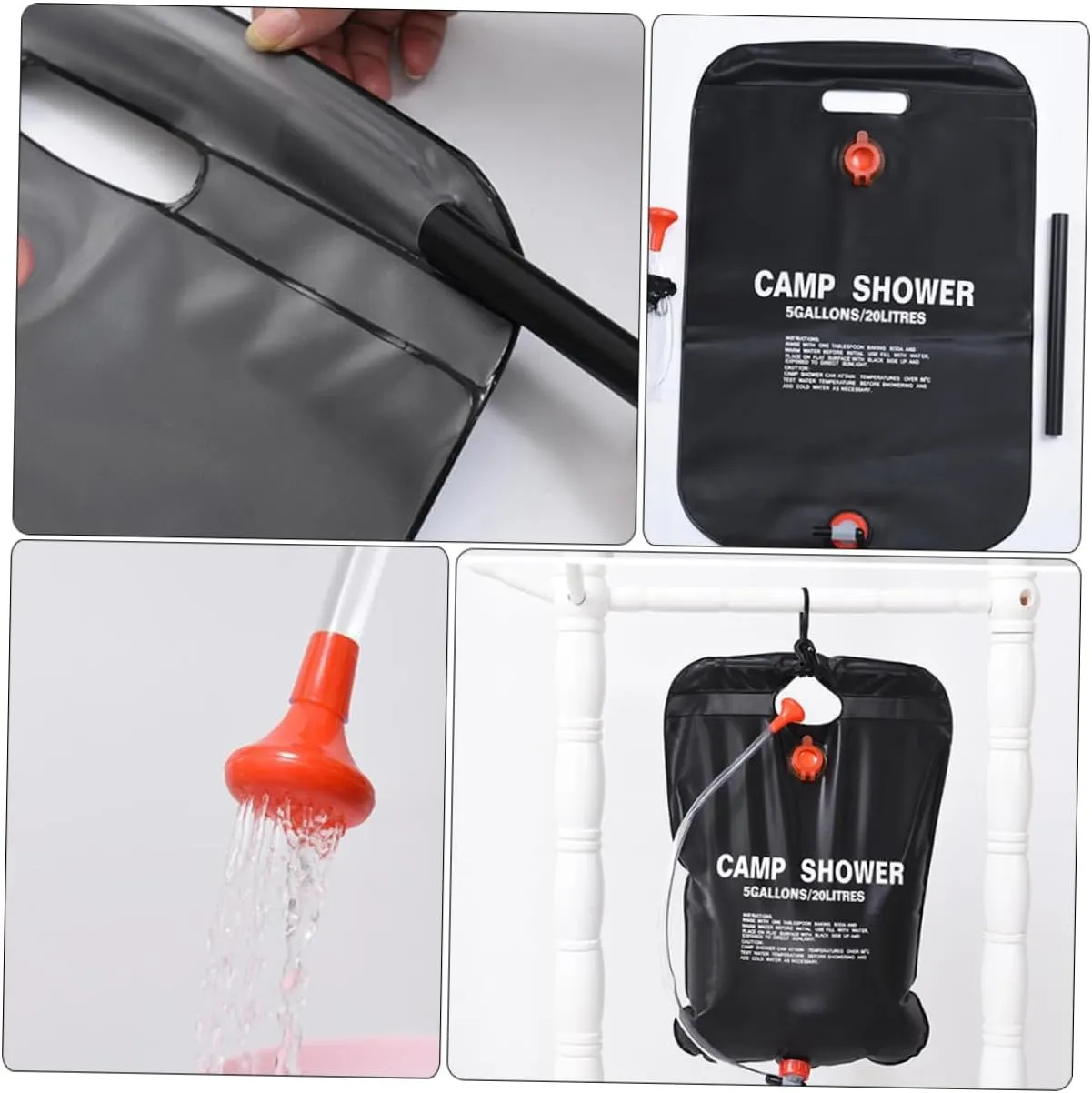 HANABASS 4 Pcs Outdoor Camping Shower Bag Solar Heated Shower Bag Camp Shower Summer Camping Gear Sit up