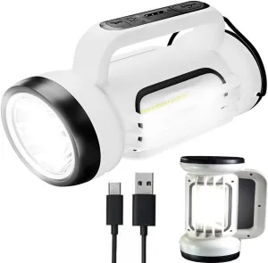 Handheld LED Searchlights Lantern High Power Big Flashlights, 16000LM 5 Lighting Modes Rechargeable Outdoors Camping Hunting Lamp Portable COB Spotlight Work Light for Emergency