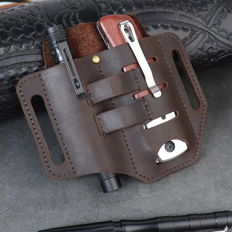 Handmade Multitool Genuine Leather Sheath EDC Pocket