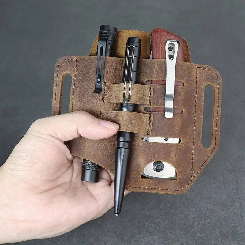 Handmade Multitool Genuine Leather Sheath EDC Pocket