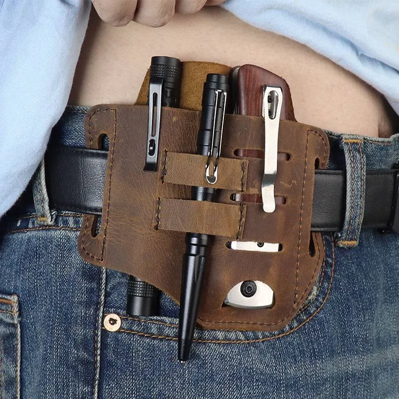 Handmade Multitool Genuine Leather Sheath EDC Pocket