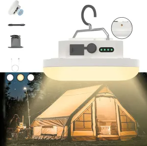 Hanging Camping Tent Lights,Portable Rechargeable LED Camp Lamp with Hook,Waterproof Outdoor Glamping Lantern with Battery Powered for Backpacking Hurricane Emergency Outage(F03pro-B-H2)