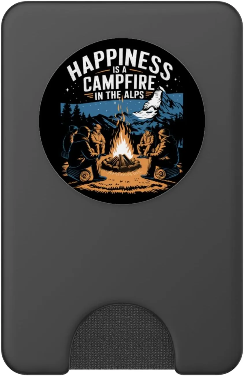 Happiness is a Campfire in the Alps Alpine Camping PopSockets PopWallet for MagSafe