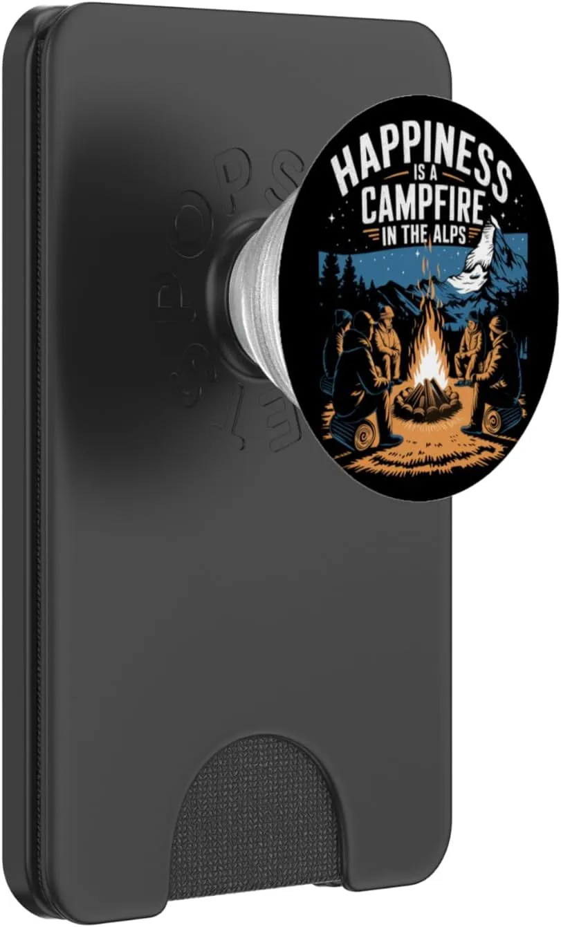 Happiness is a Campfire in the Alps Alpine Camping PopSockets PopWallet for MagSafe