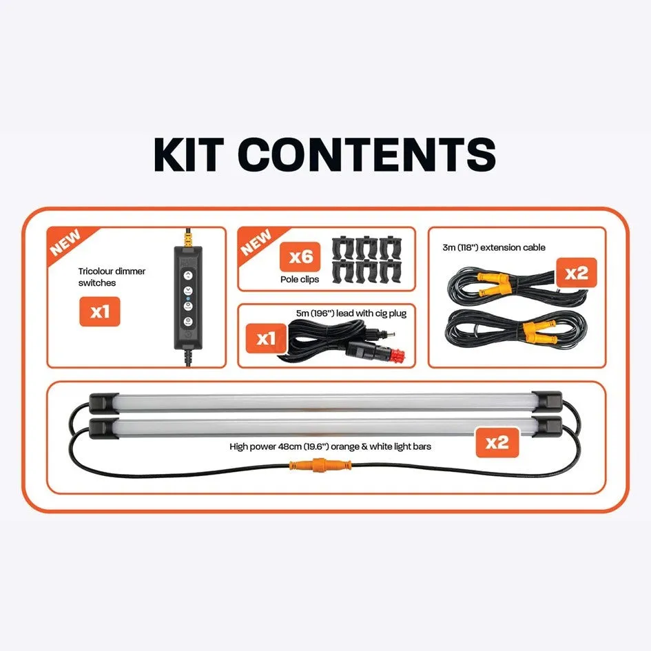 HARD KORR 2 BAR LED CAMP LIGHT KIT ORANGE/WHITE