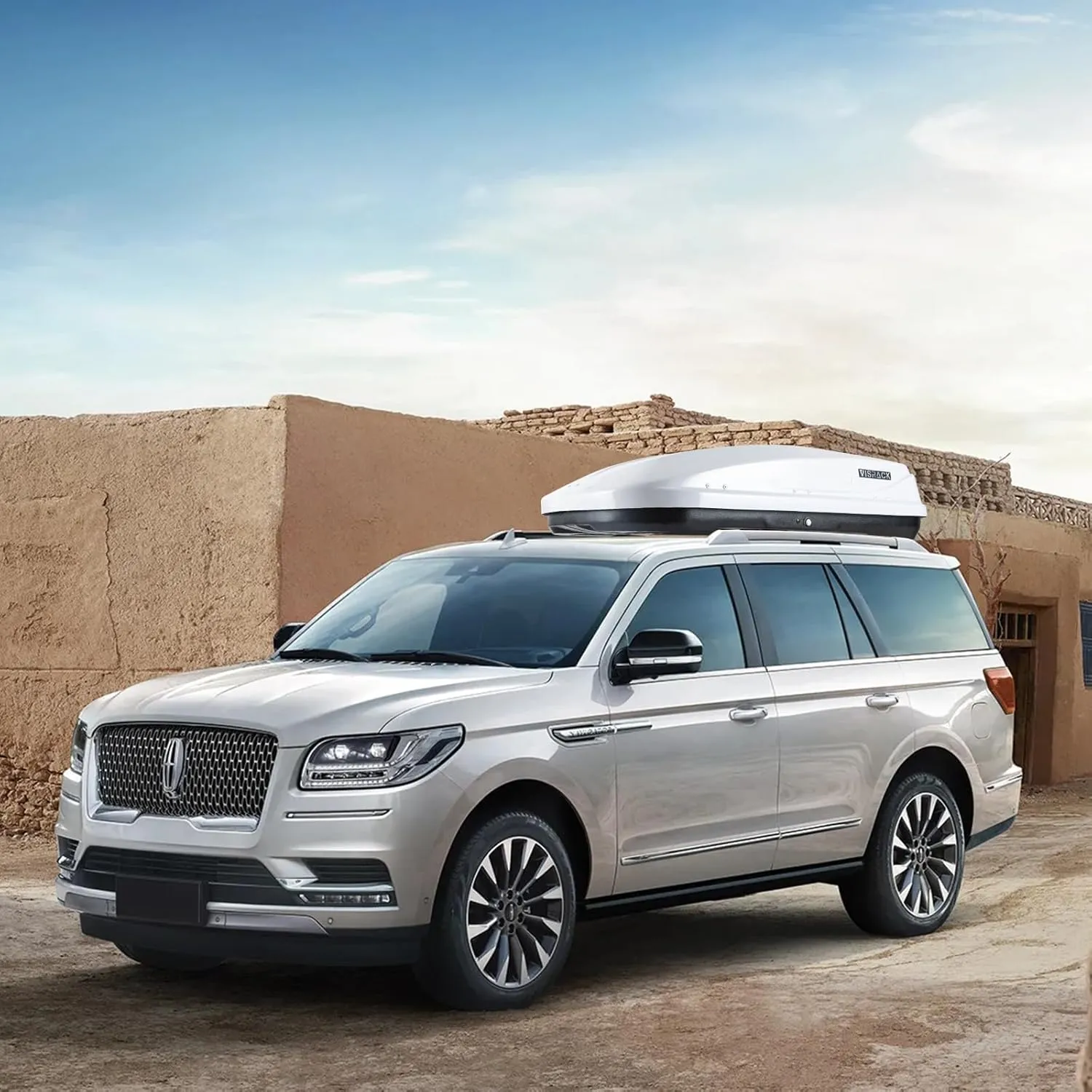 Hard Shell Roof Cargo Carrier, 13 Cubic Feet Storage, Durable ABS and PMMA Material, White Roof Box with Security Keys, Tool-Free Installation, Double-Sided Opening, 56" L x 30" W x 13.7" H