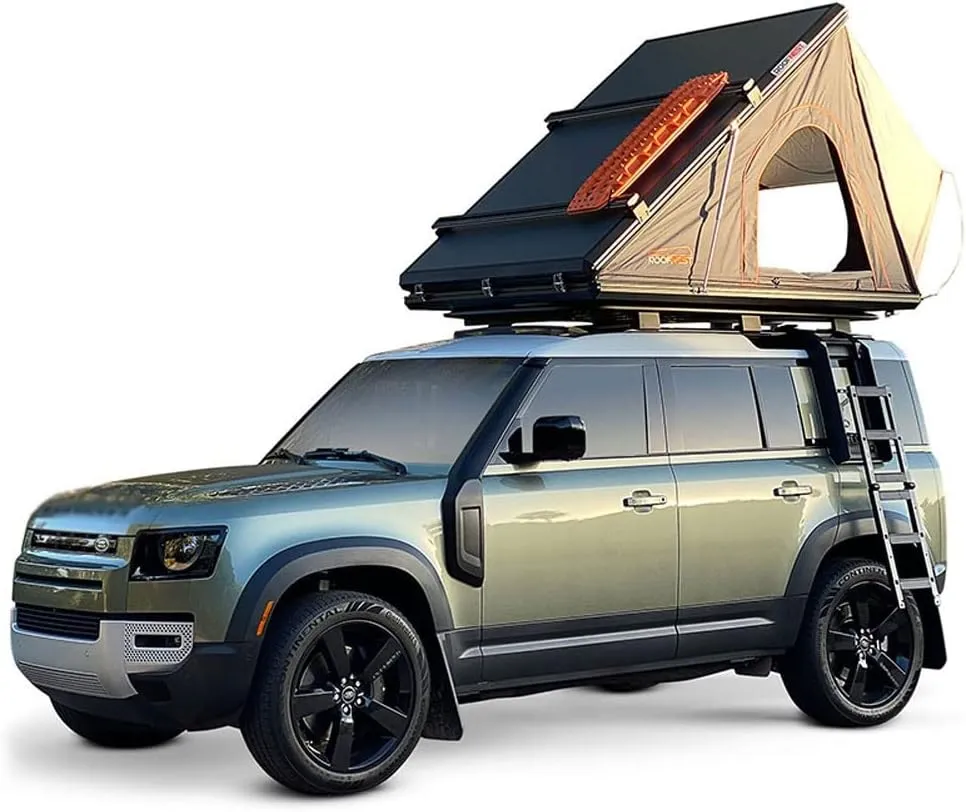Hard Shell Rooftop Tent Camping Aluminum Alloy 1-2 People Outdoor Hiking Roof Roof Car Tent Triangular Folding Roof Tent, Roof Tent