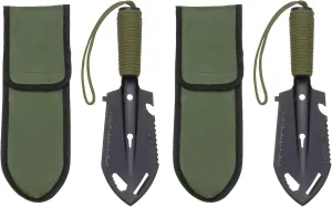 HARFINGTON 2pcs Multifunctional Camping Shovel 9 in 1 Multi-Purpose Backpacking Shovels with Carrying Bag for Outdoor Camping Hiking, Black Green