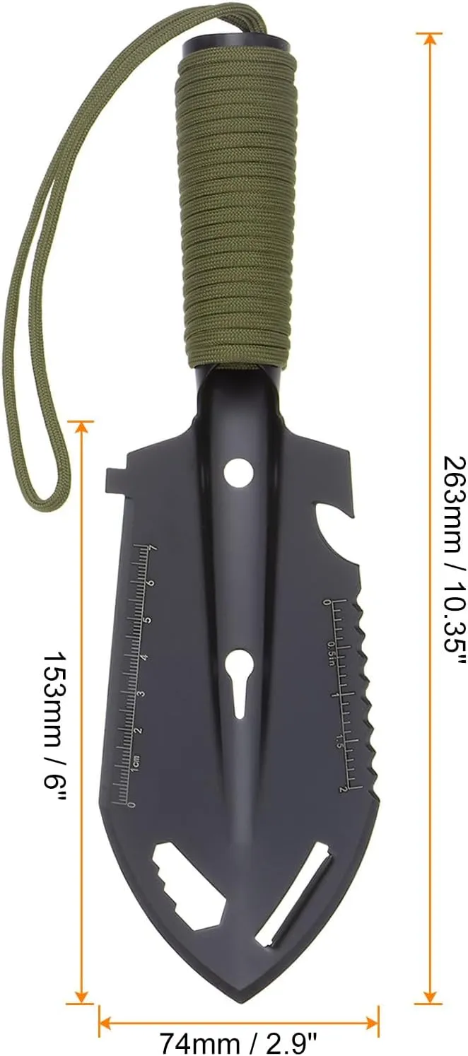 HARFINGTON 2pcs Multifunctional Camping Shovel 9 in 1 Multi-Purpose Backpacking Shovels with Carrying Bag for Outdoor Camping Hiking, Black Green