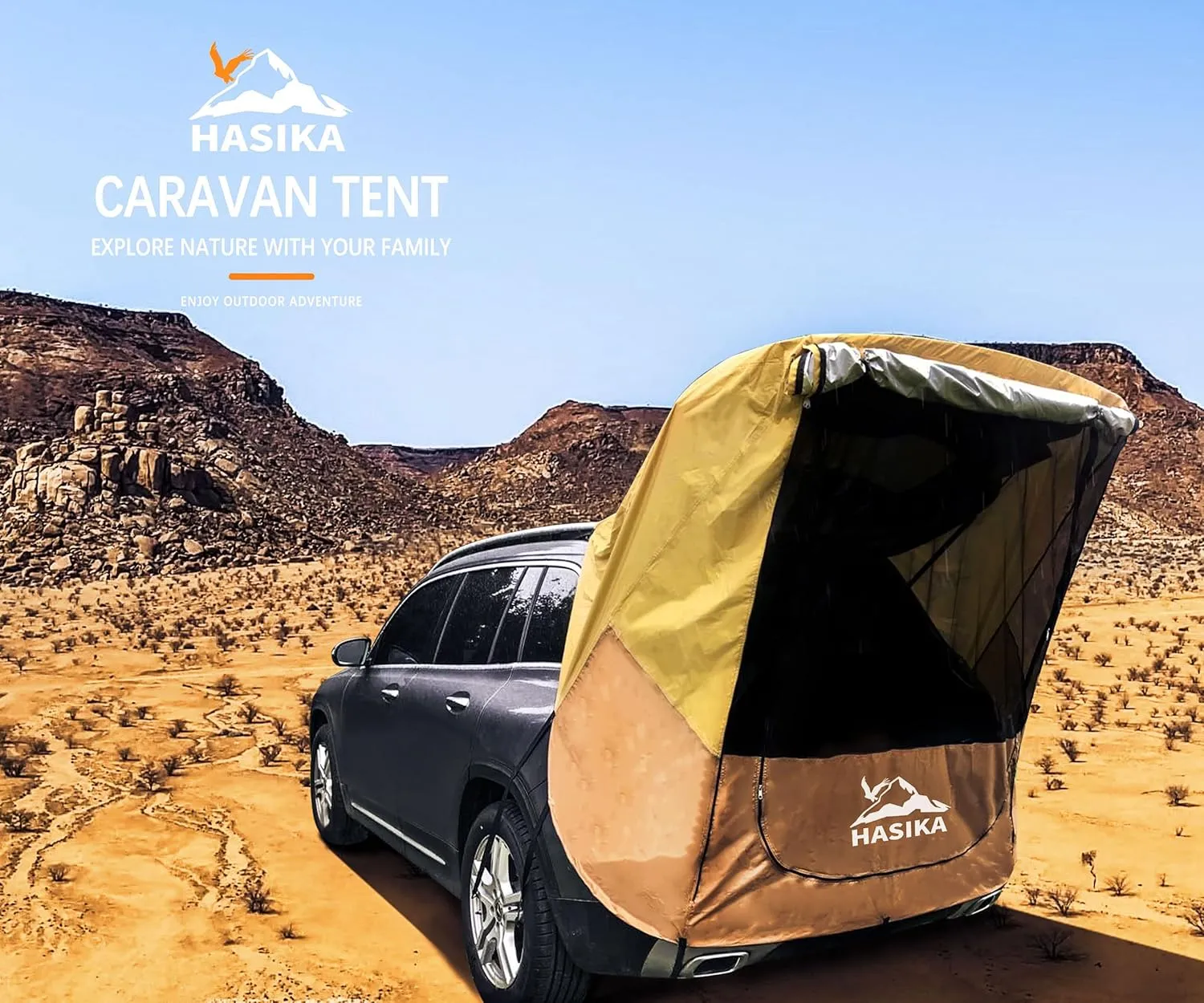 Hasika Camping Tent 2 Person Sun Shade Privacy Shelter Easy Set Up 120 Seconds Waterproof 3000MM UPF 50  Yellow