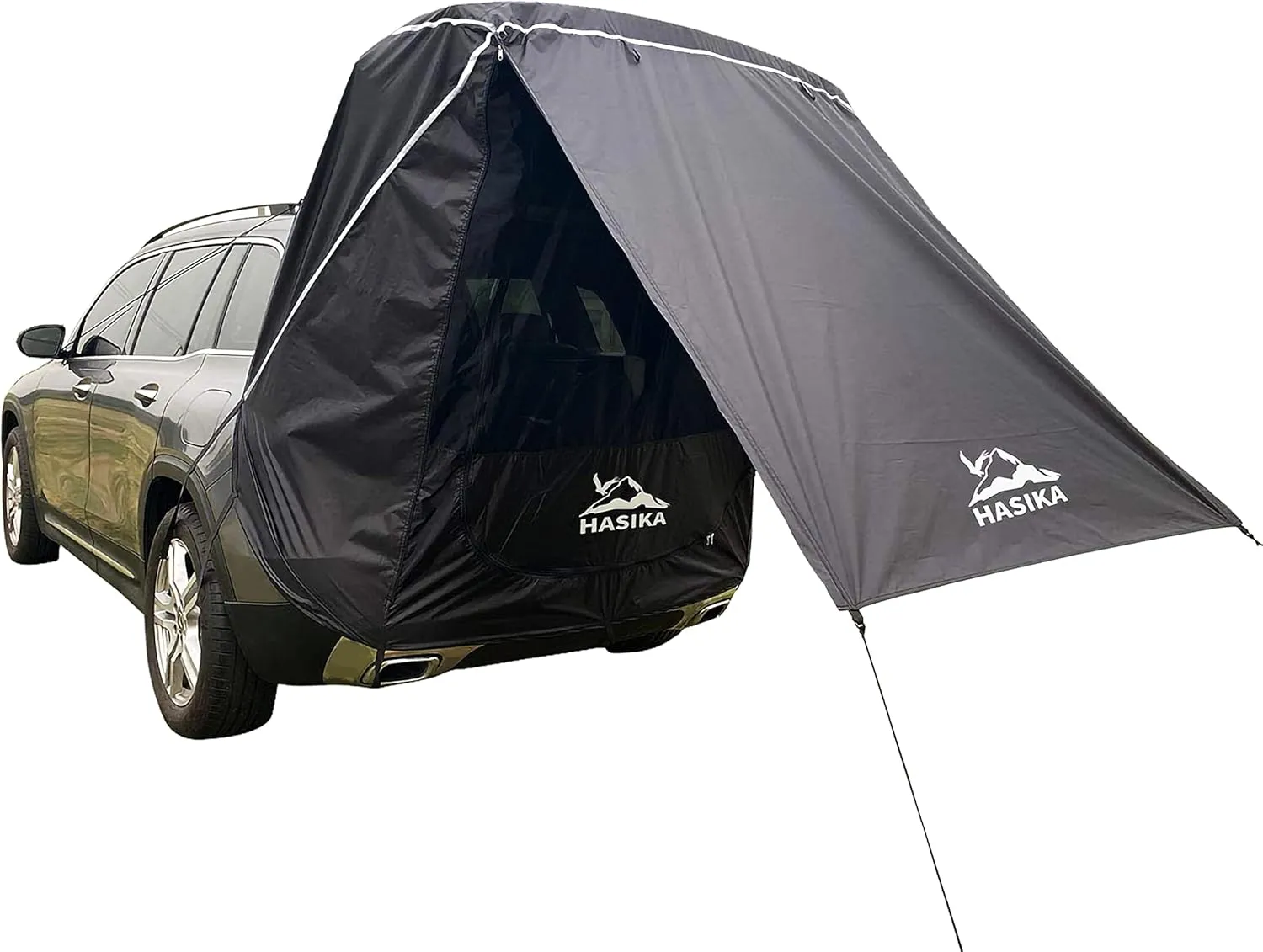Hasika SUV Camping Tent Car Tailgate Shade Awning with Screen Net Waterproof 3000MM UPF 50  Black (Small)