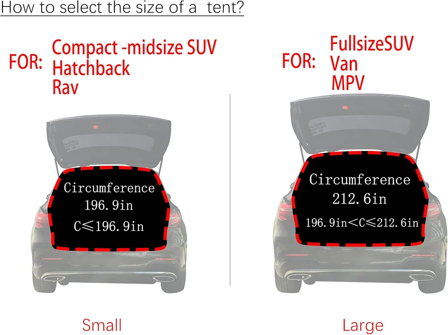 Hasika SUV Camping Tent Car Tailgate Shade Awning with Screen Net Waterproof 3000MM UPF 50  Black (Small)