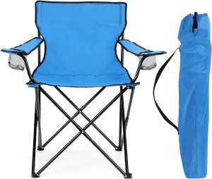 HaSteeL Folding Camping Chair & Carrying Bag, Foldable Camp Chair with Cup Holders for Adults, Portable for Lawn, Outdoors, Fishing, Hiking, Travel, Picnic, Beach, Oversized & Supports 275lbs (Blue)