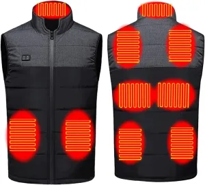 Heated Body Warmer Ladies Men 9 Heating Zones Dual Switches Heated Vest Patchwork Heated Jacket 3 Levels Heat Settings