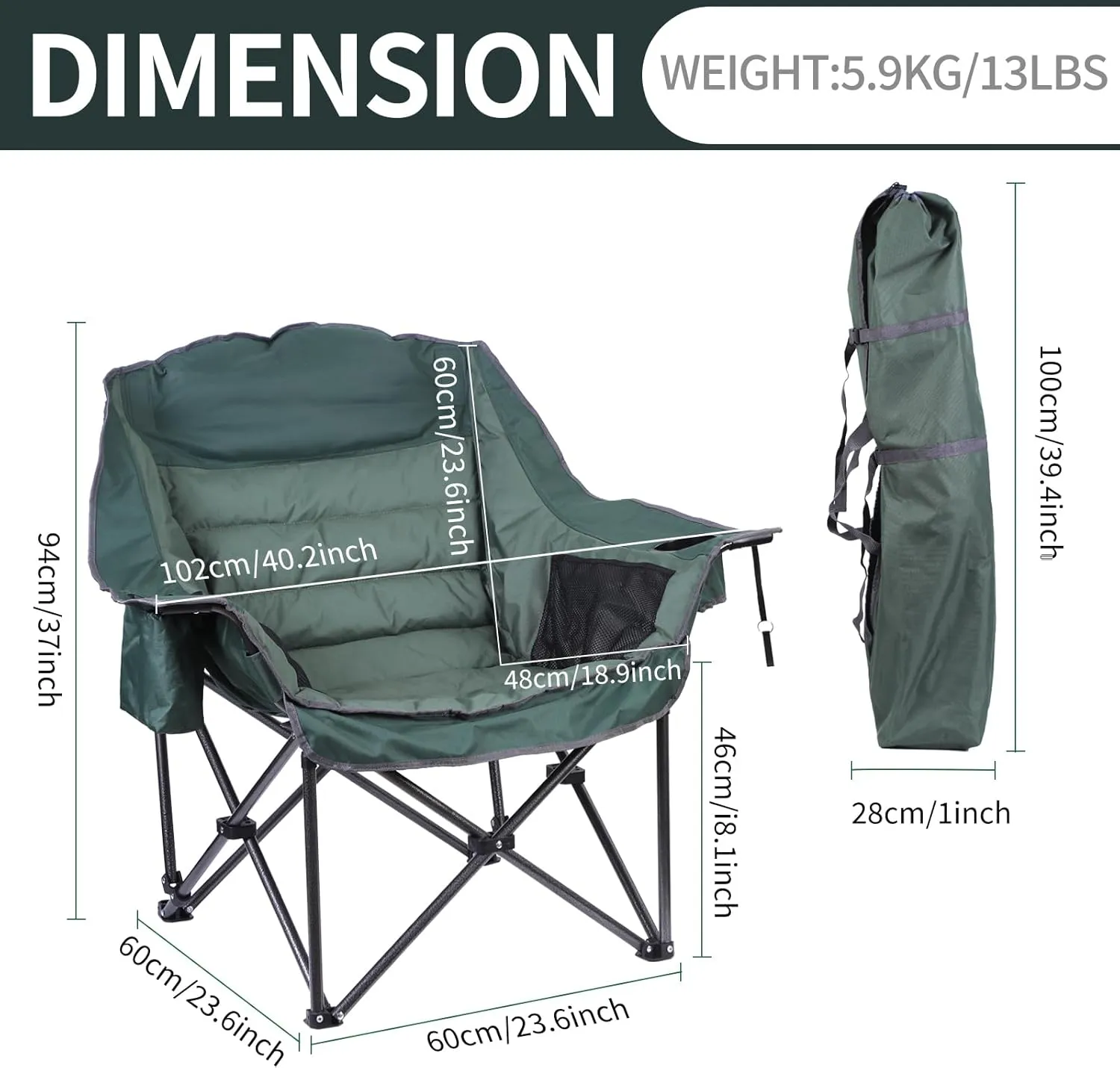 Heated Camping Chair, Heated Chair, Heated Camping Chairs for Adults, Oversized Camping Chair, XL Padded Chair with Cooler, Cupholder & Carry Bag, Heavy Duty for Outdoor Activities (2 Pack)