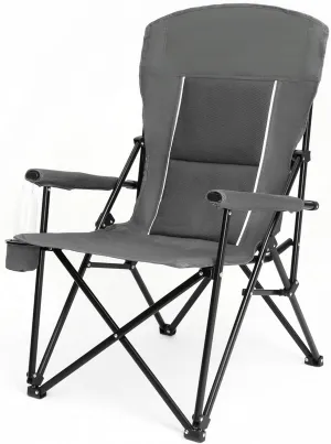 Heavy Duty Folding Camping Chair, High Back Design, 250 lbs Capacity, Gray with Cup Holder, 22.44 x 25.59 x 40.94 inches