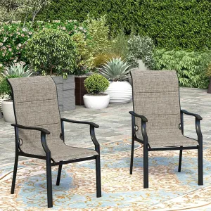 HERA'S HOUSE Premium Patio Dining Chair of 2, Rust Resistant Outdoor Chair with Textilene Padded Seat, Supports up to 350lbs with Comfort and Durability for Lawn Kitchen Garden Backyard