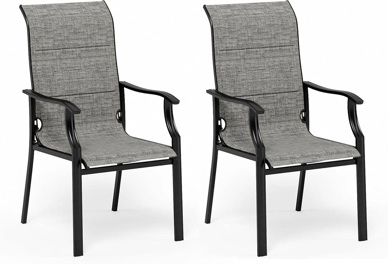 HERA'S HOUSE Premium Patio Dining Chair of 2, Rust Resistant Outdoor Chair with Textilene Padded Seat, Supports up to 350lbs with Comfort and Durability for Lawn Kitchen Garden Backyard
