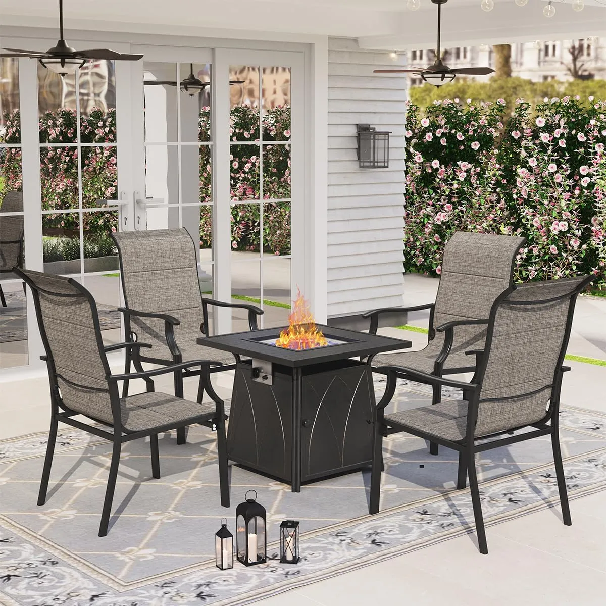 HERA'S HOUSE Premium Patio Dining Chair of 2, Rust Resistant Outdoor Chair with Textilene Padded Seat, Supports up to 350lbs with Comfort and Durability for Lawn Kitchen Garden Backyard