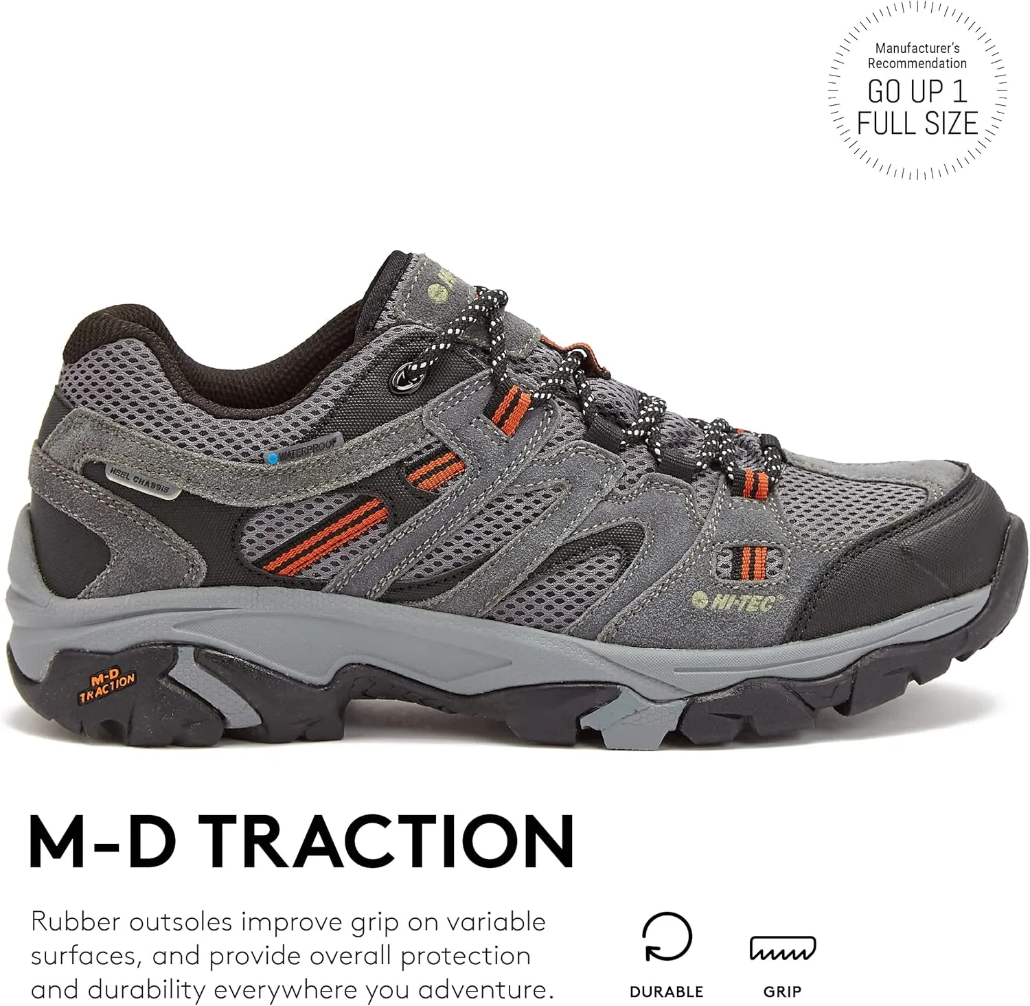 HI-TEC Apex Lite Low WP Waterproof Hiking Shoes for Men, Lightweight Breathable Outdoor Trekking and Trail Shoes