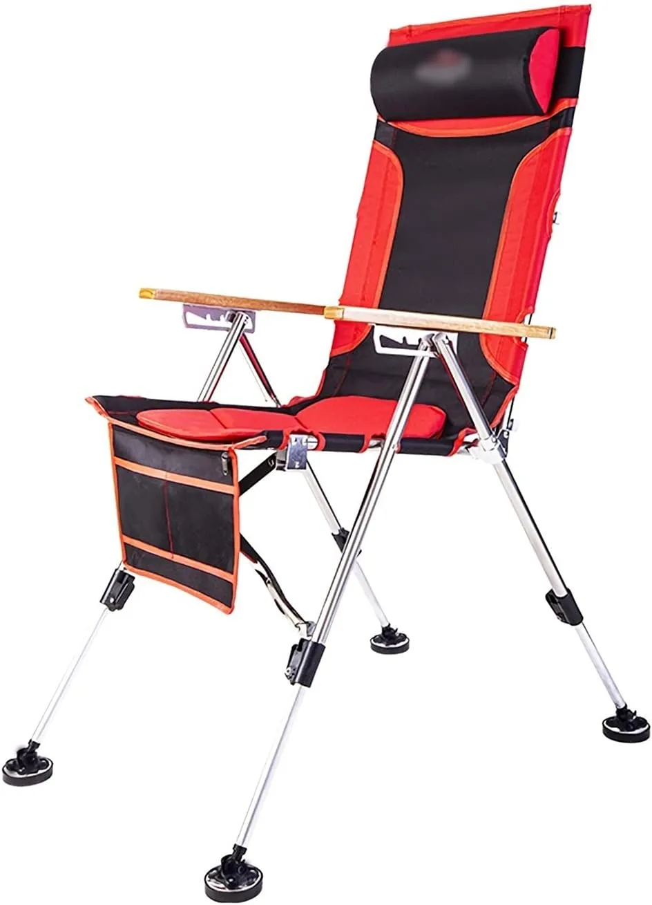 High Back Chair Fishing Chair Outdoor Camping Equipment Portable Foldable Reclining Multi-Functional Picnic Hiking Beach Stool Capacity 550 lbs Camping Chair