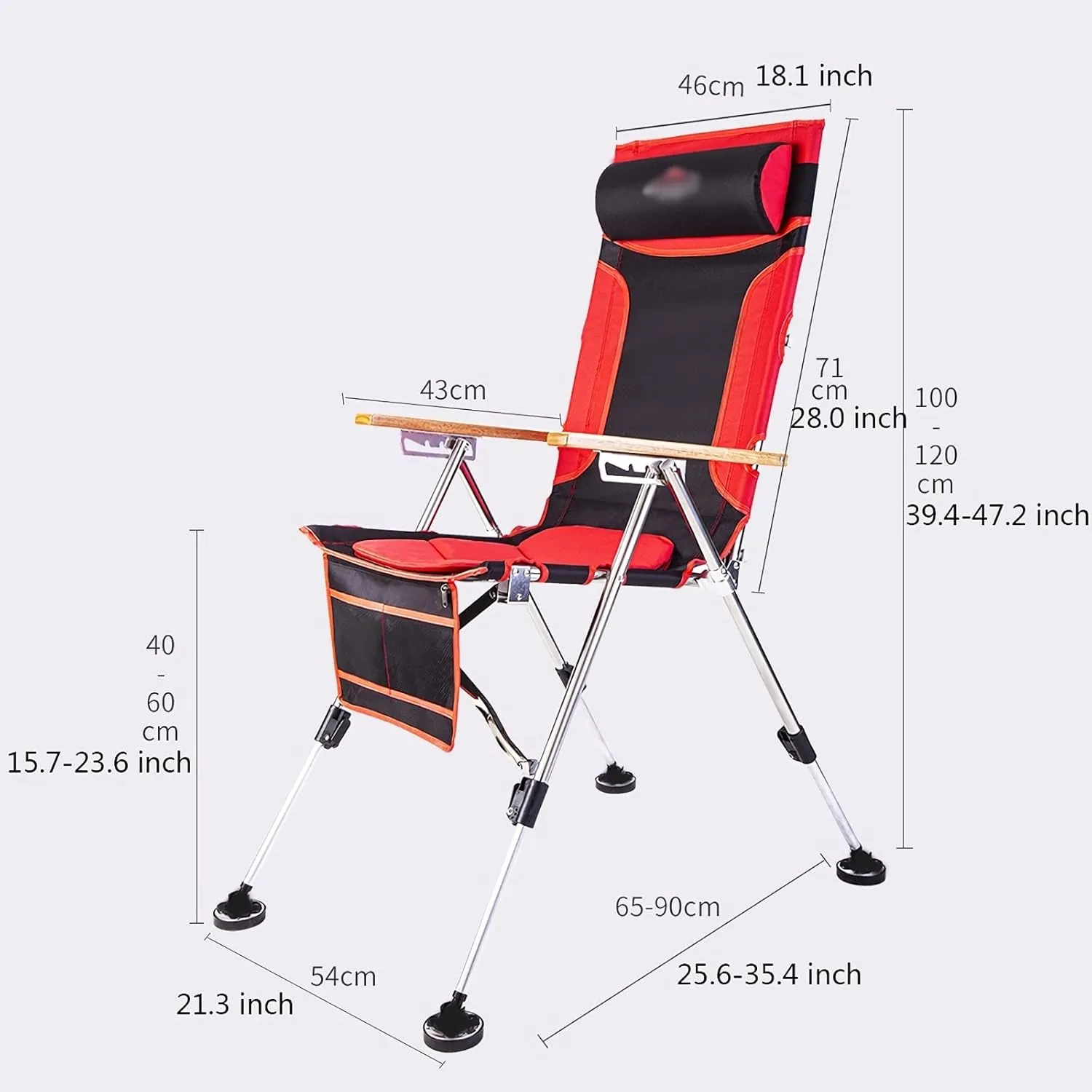 High Back Chair Fishing Chair Outdoor Camping Equipment Portable Foldable Reclining Multi-Functional Picnic Hiking Beach Stool Capacity 550 lbs Camping Chair