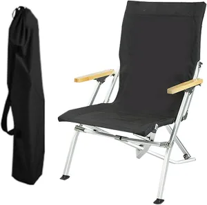 Hight Back Foldable Camping Chair Portable Outdoor Folding Chairs with Armrest and Storage Bag,Casual Beach Chair Reclining for Hiking Fishing, Gray