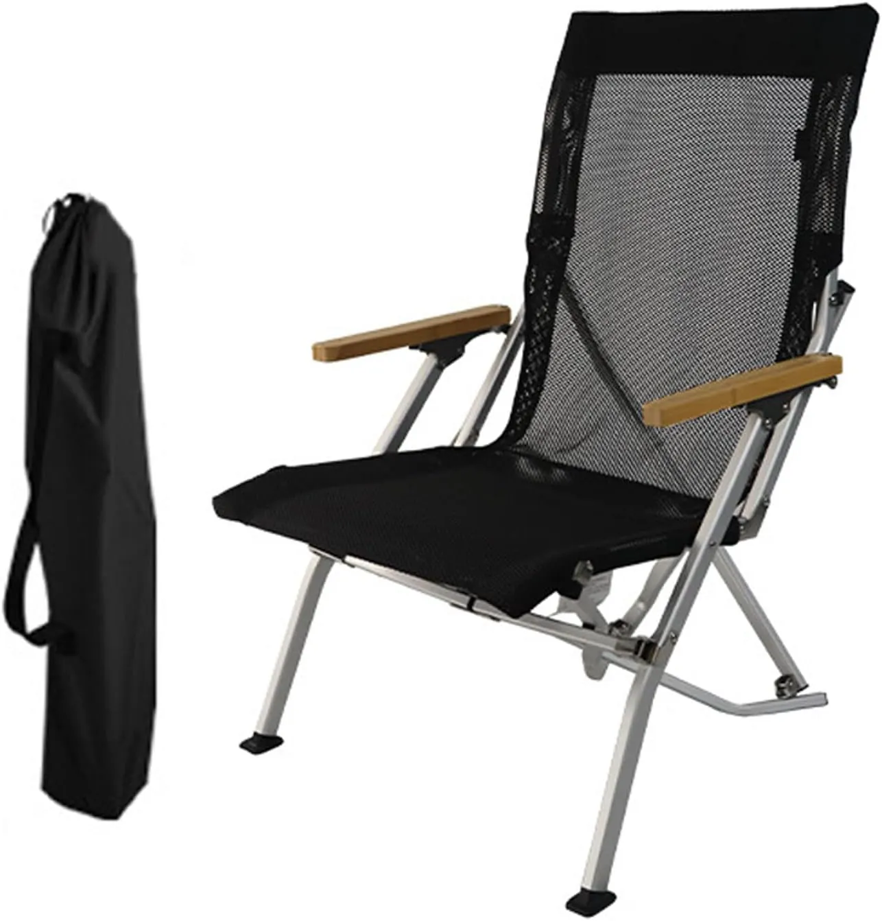 Hight Back Foldable Camping Chair Portable Outdoor Folding Chairs with Armrest and Storage Bag,Casual Beach Chair Reclining for Hiking Fishing