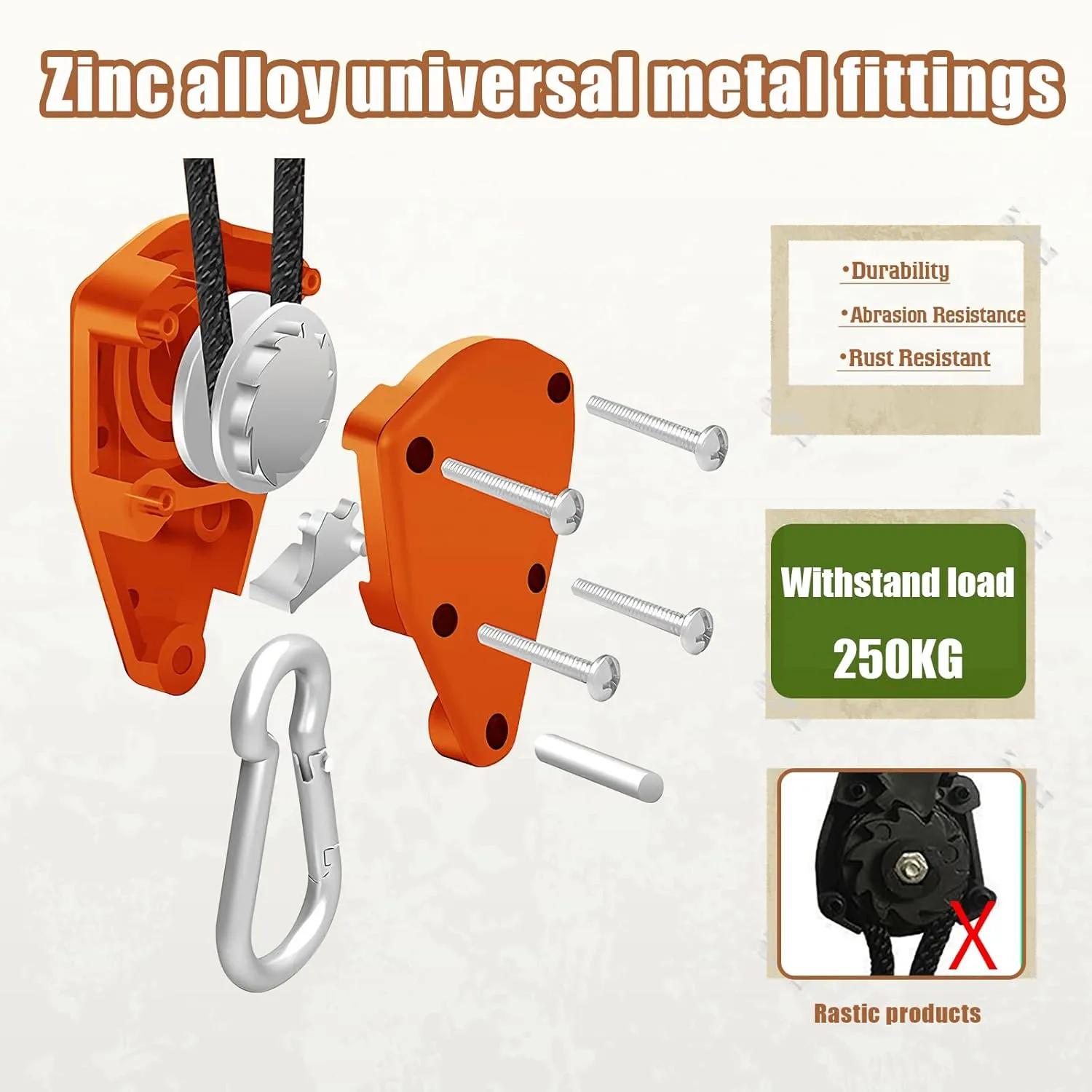 HIKEMAN Camping Rope with Ratchet Pulley,Quick Setup Outdoor Guy Lines Adjustable Tent Tie Downs Rope Hanger for Canopy,Kayak and Canoe,Grow Light