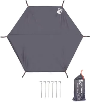HIKEMAN Hexagonal Tent Footprint,1-4 Person Ultralight Waterproof Tent Tarp Ground Sheet Mat with 6 Tent Stakes for Camping Hiking Picnic Backpacking