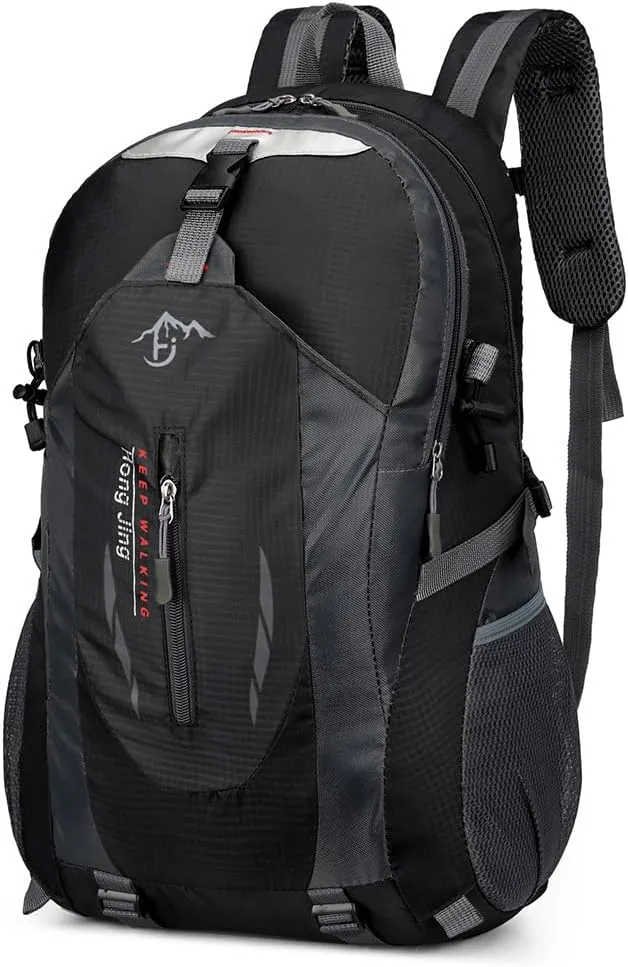 Hiking Backpack 40L proof Lightweight Outdoor Hiking Trekking Daypack Travel Backpack for Men Women, Black