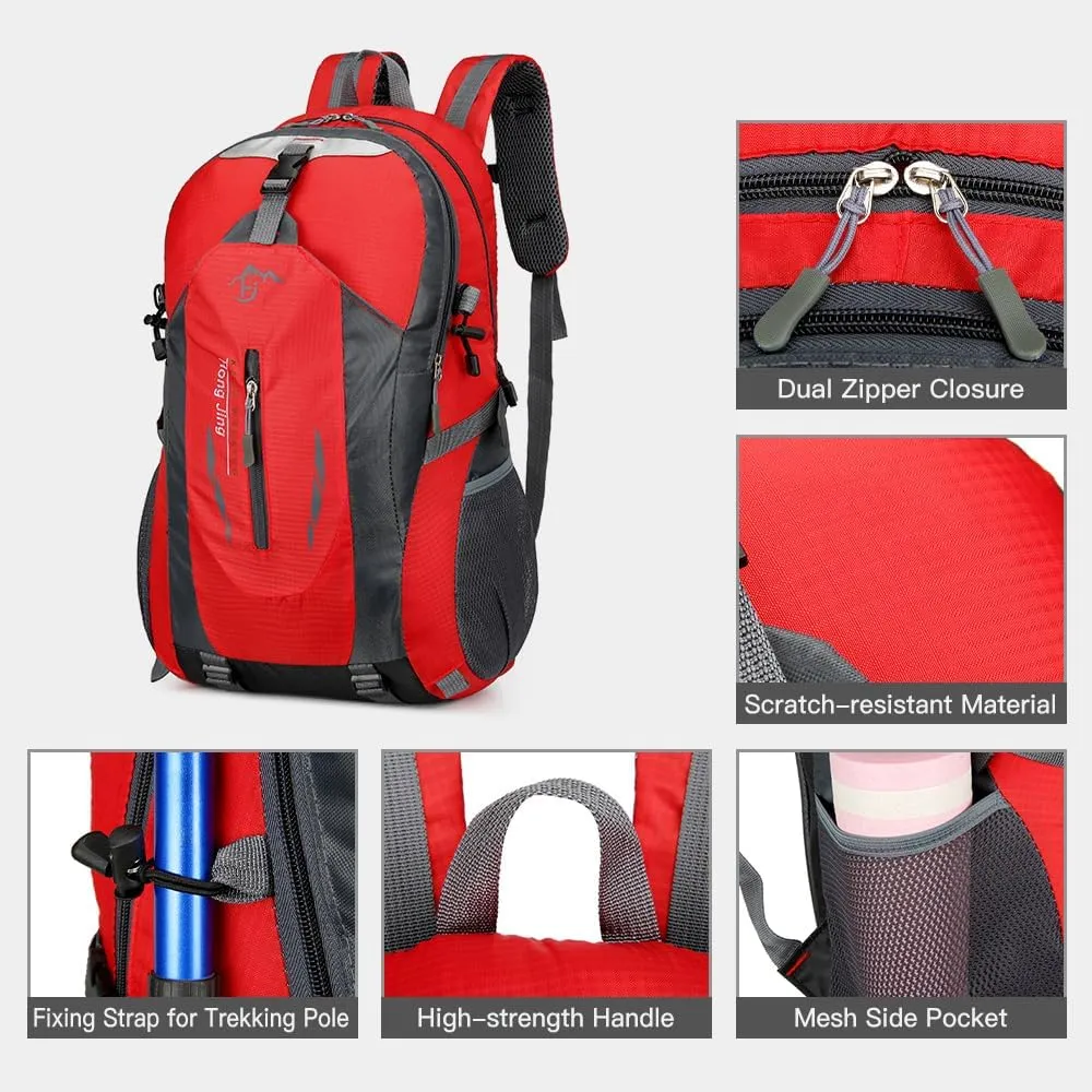Hiking Backpack 40L proof Lightweight Outdoor Hiking Trekking Daypack Travel Backpack for Men Women, Black