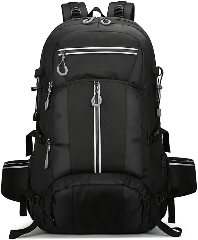 Hiking Backpack Outdoor Lightweight Breathable Daypack Waterproof Multi-Compartment Travel Bag Large Capacity Trekking Use (Black)