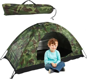 Hiking Backpacking Tent, Outdoor Camouflage UV Protection Waterproof Kids One Person Tent for Camping Hiking
