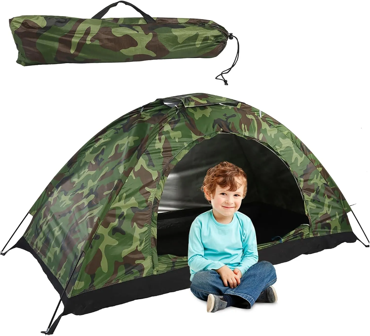 Hiking Backpacking Tent, Outdoor Camouflage UV Protection Waterproof Kids One Person Tent for Camping Hiking