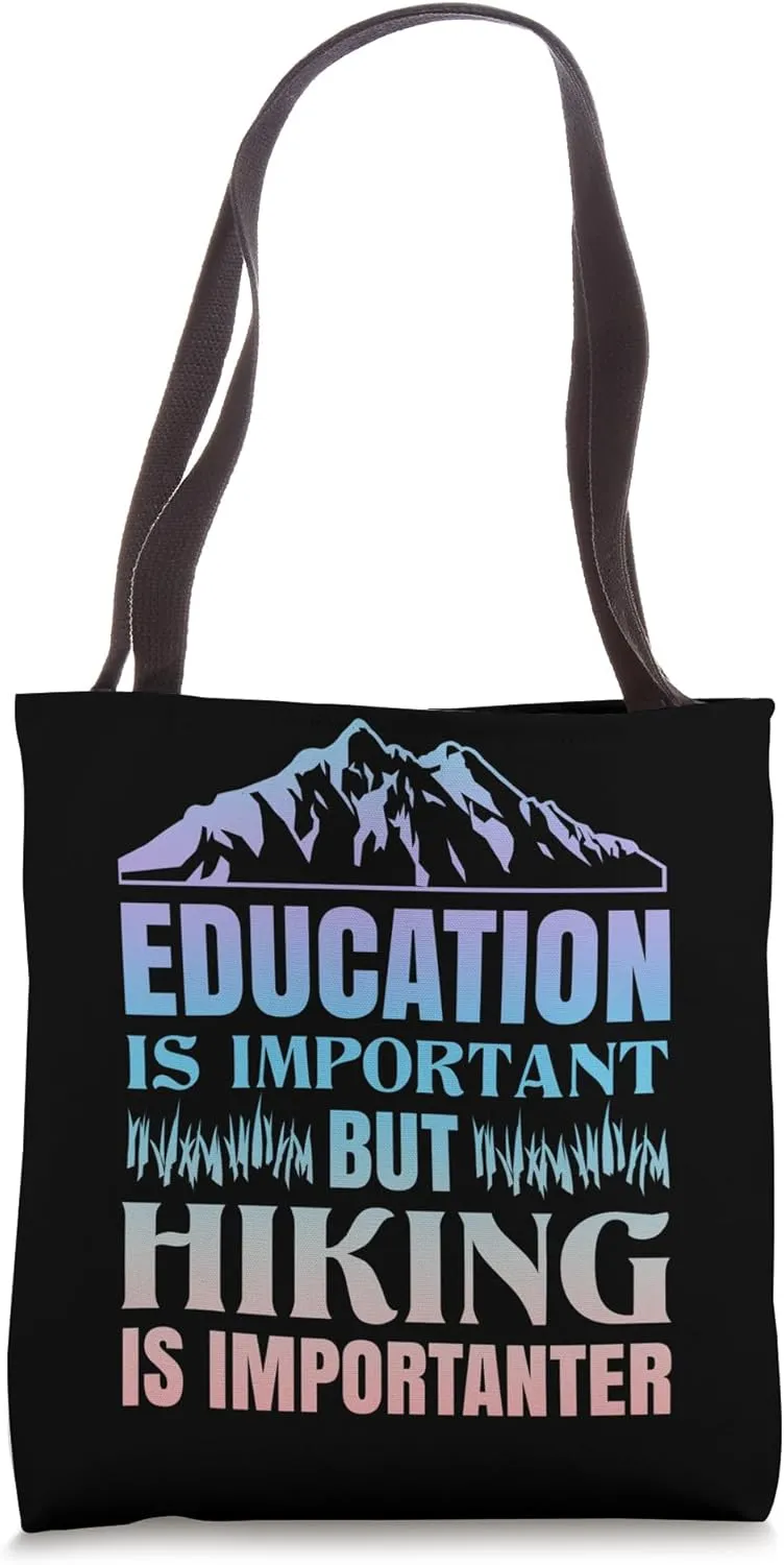Hiking Saying, Mountain Lines, Alps Motif, Hiking. Tote Bag