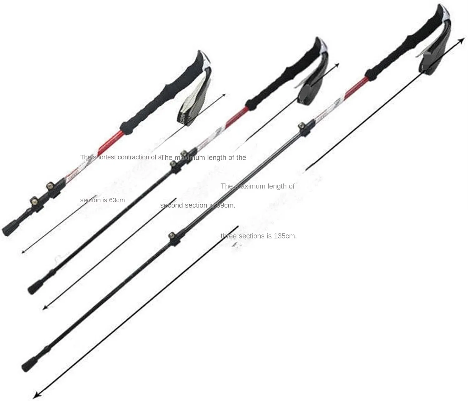 Hiking Trekking Poles Ultralight Carbon Fiber Trekking Poles Lightweight Strong for Hiking Camping Mountaining Hiking Sticks for Trekking(Red)