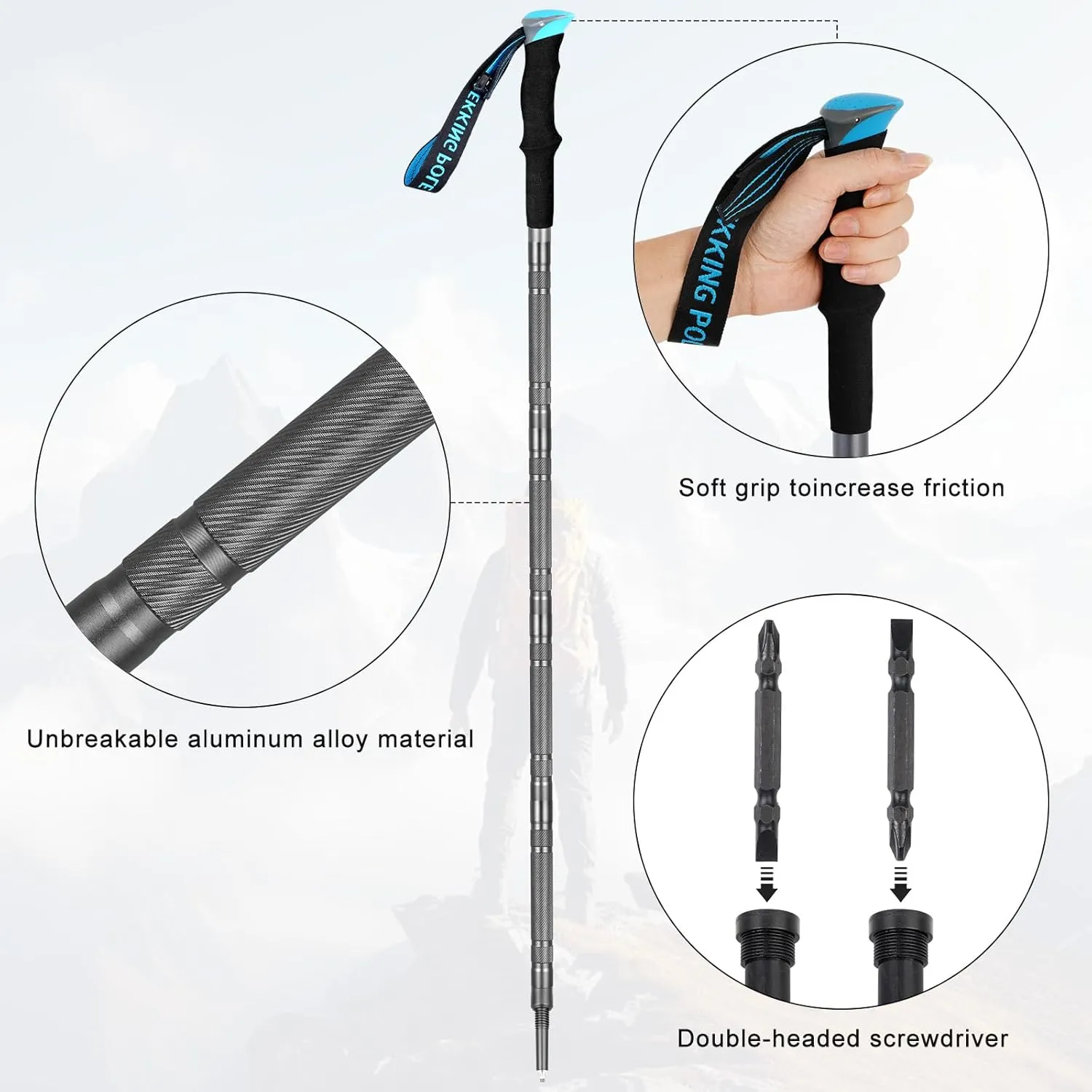 Hiking Walking Staff, Outdoor Multitool Gear Trekking Pole